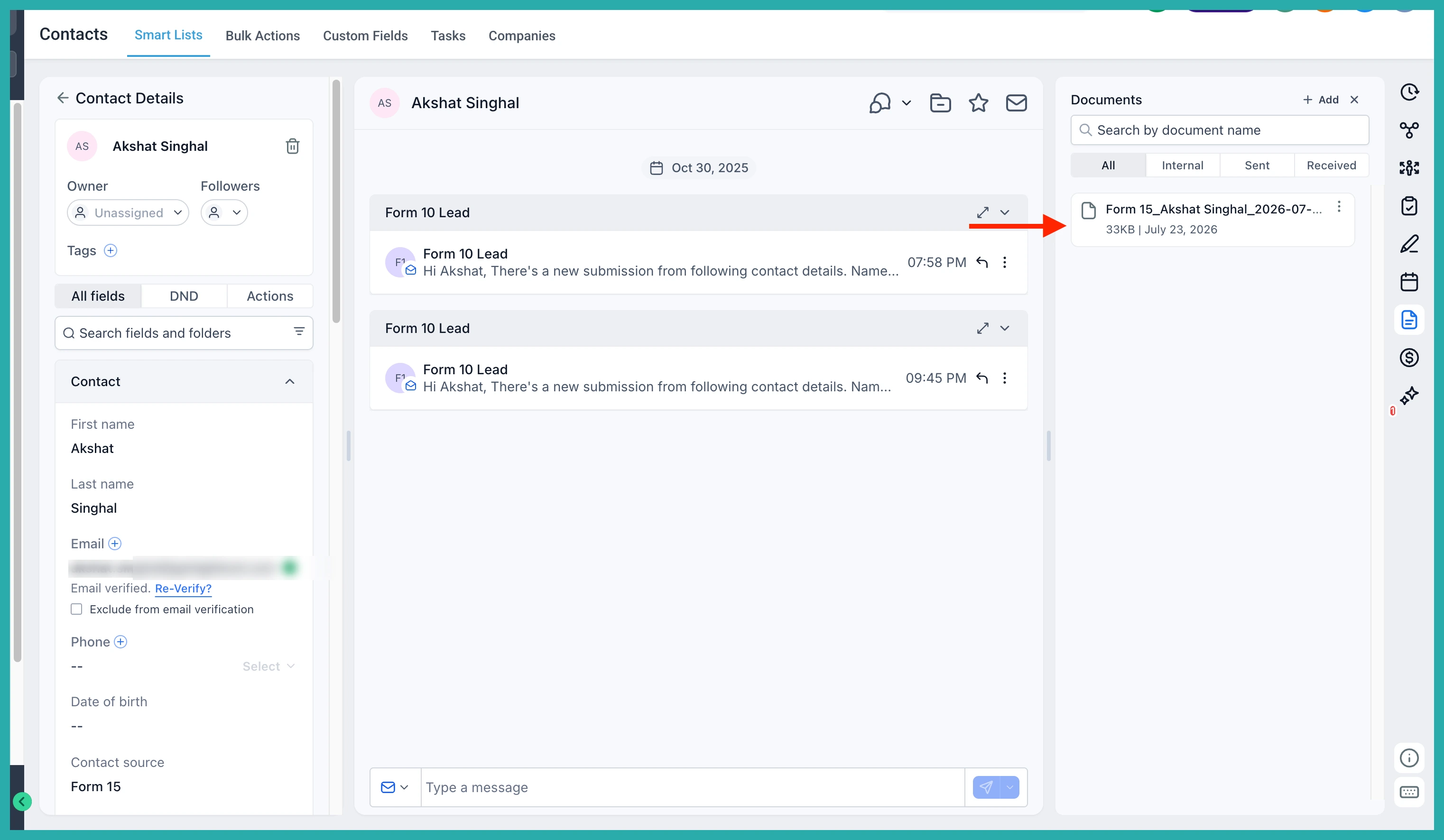 ESC Hub Generate submission document toggle in the form settings panel