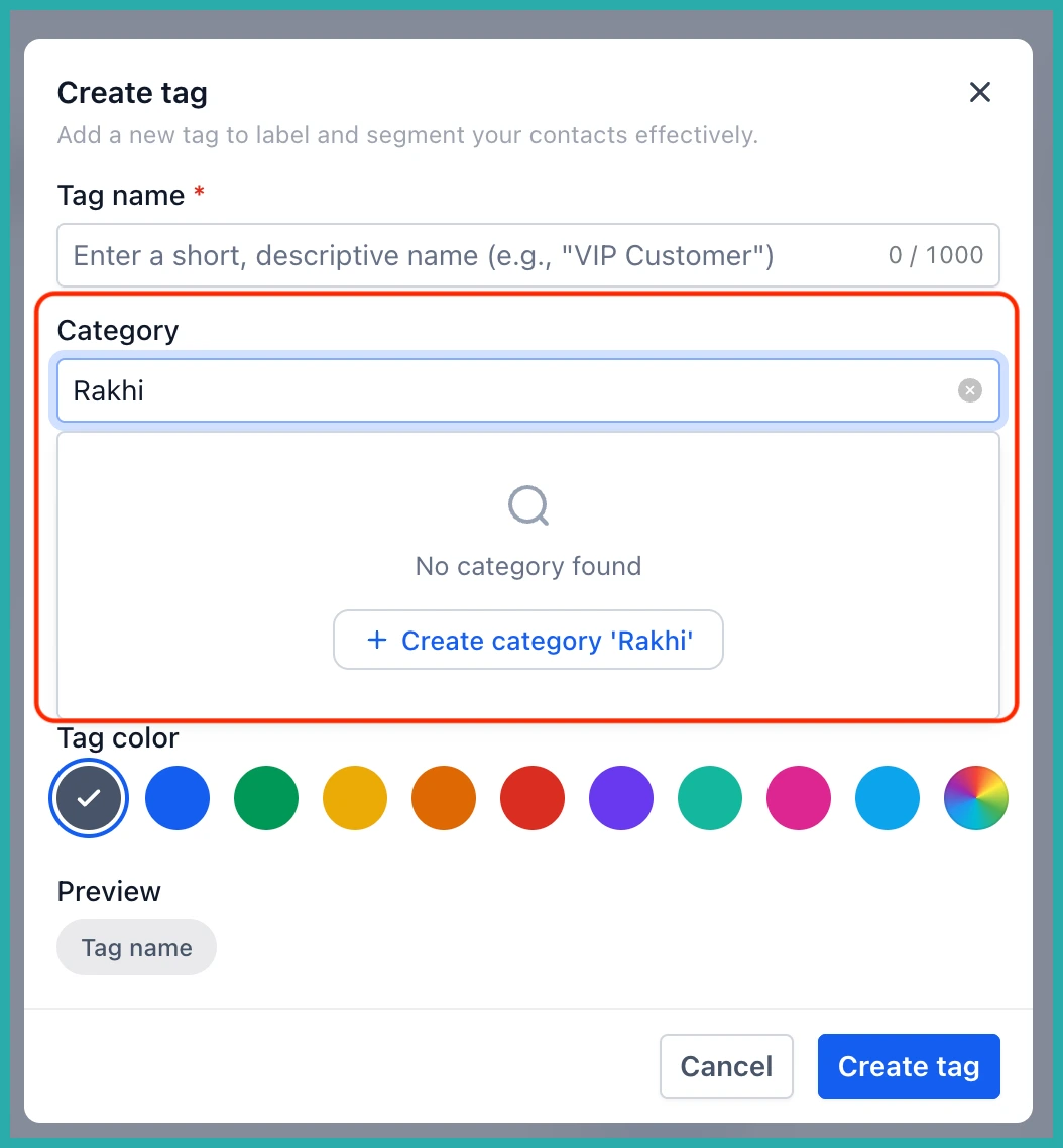 Tags management page showing multiple tags selected with a bulk colour update option