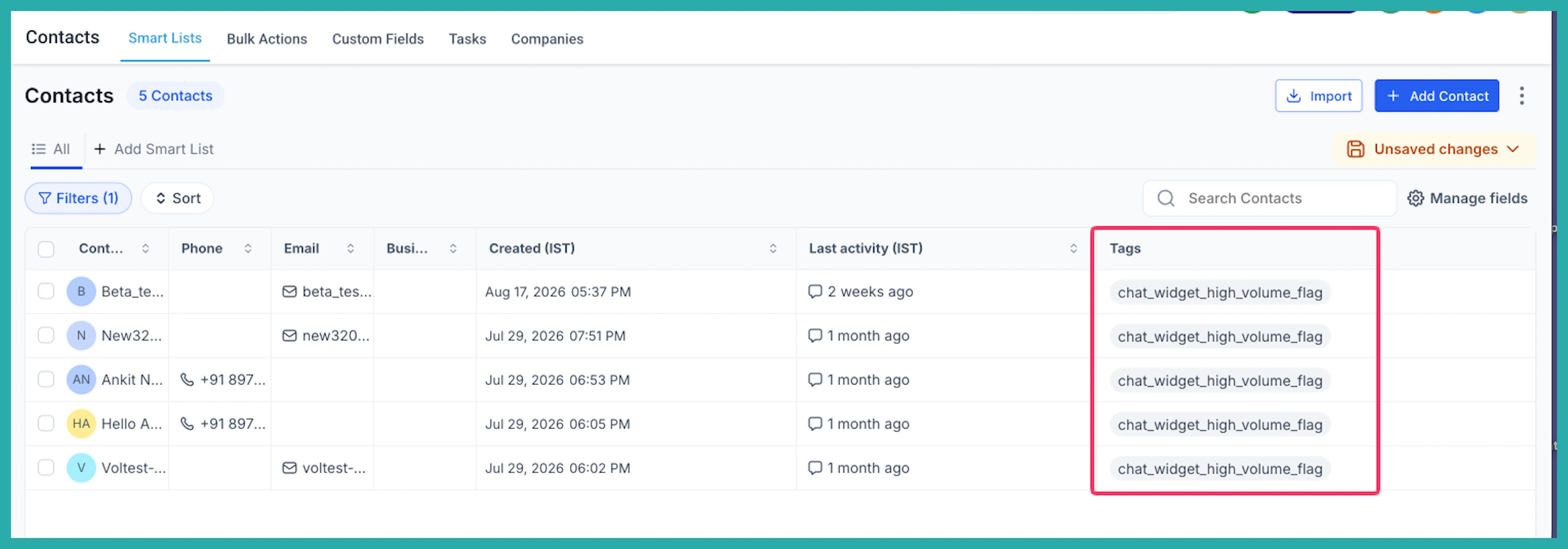 ESC Hub Chat Widget builder showing the Spam Protection settings with action options