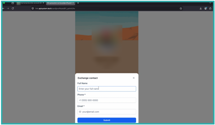 ESC Hub QR Code builder showing a redesigned digital business card with custom colours and links