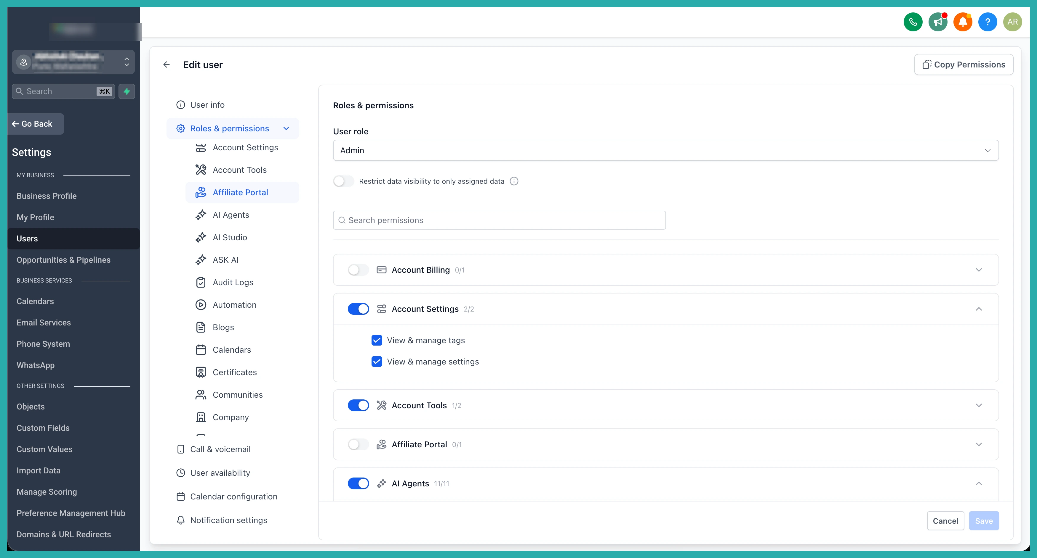 Refreshed ESC Hub user management interface showing tabbed profile settings and redesigned user listing