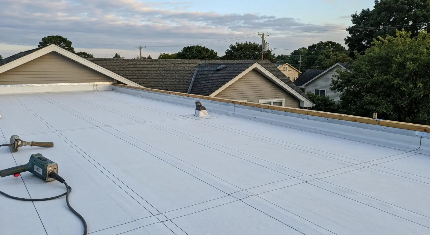 TPO flat roof installation in Lindenhurst