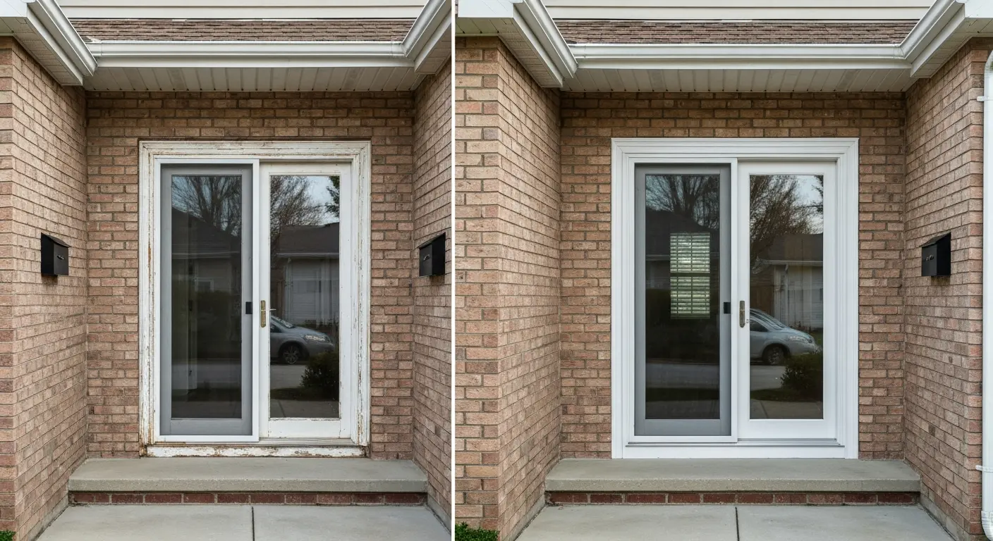 Before and after patio door replacement