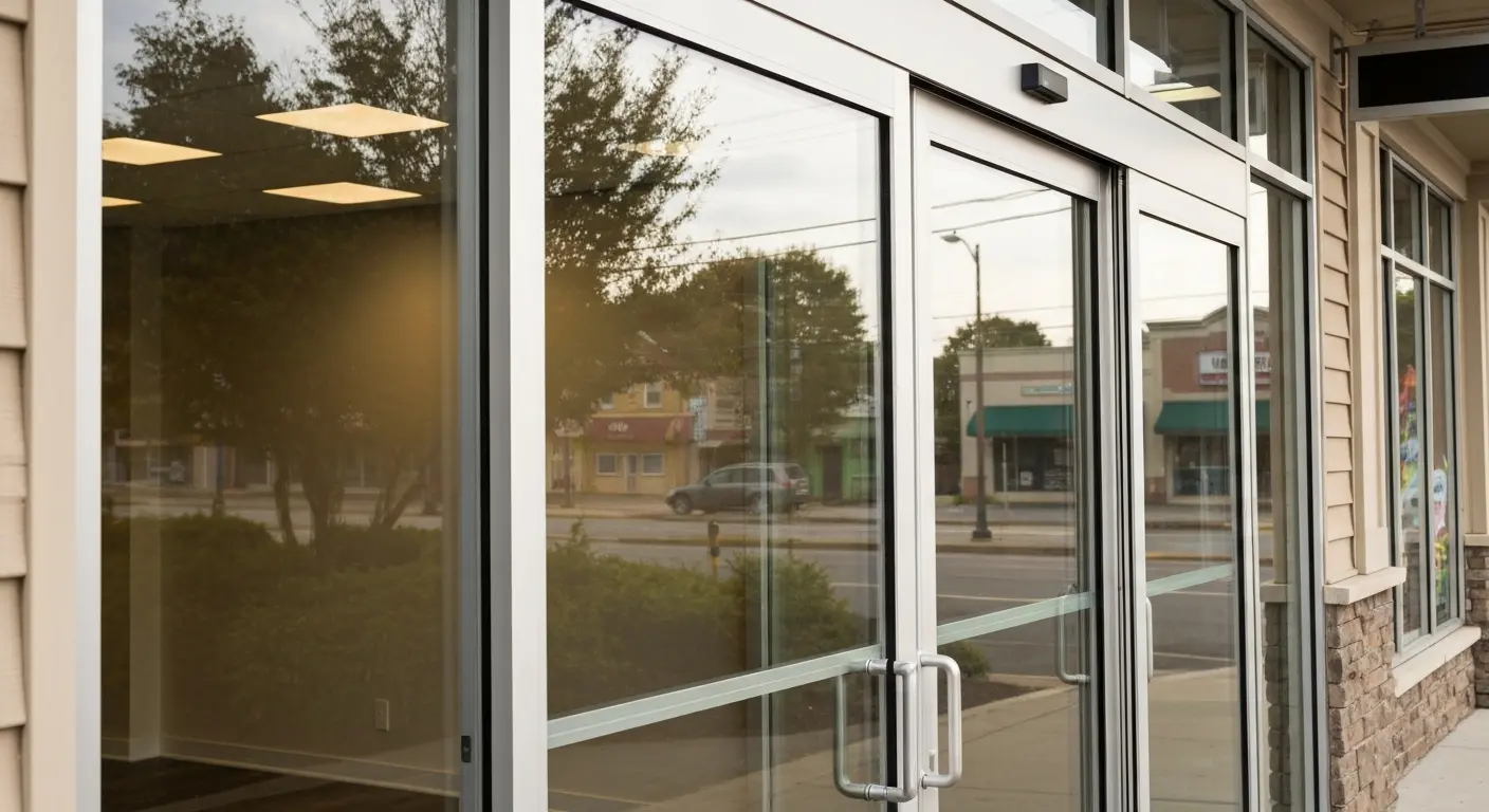 Commercial sliding glass entrance