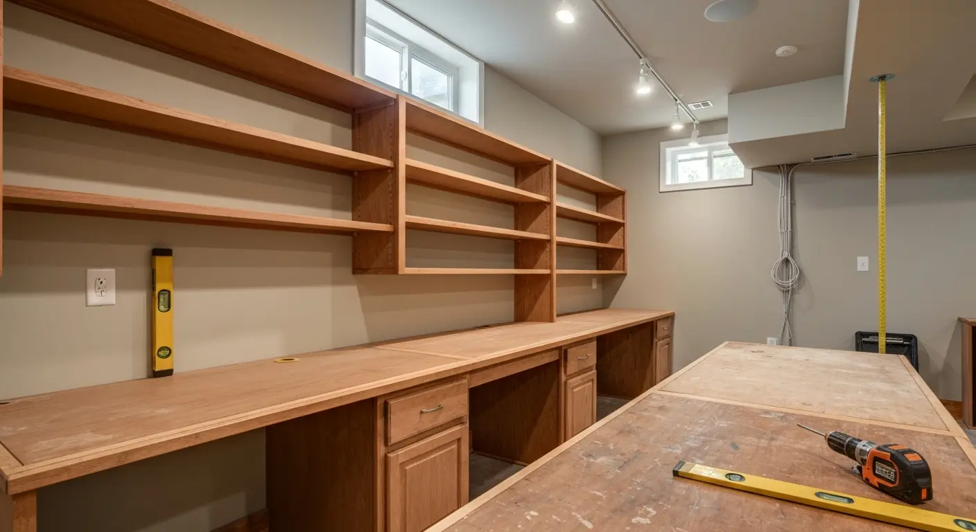 Home office basement workspace