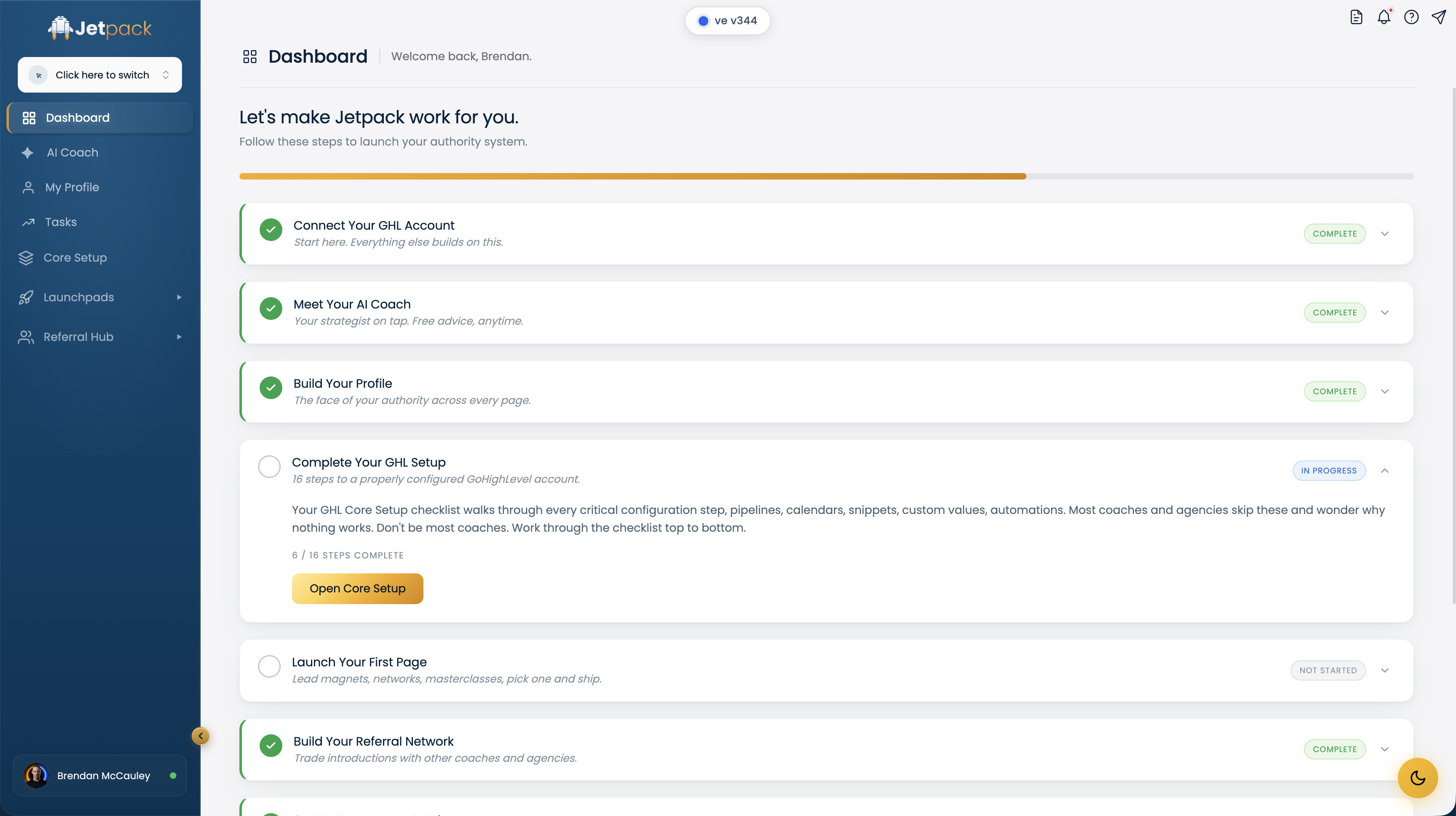 Jetpack dashboard