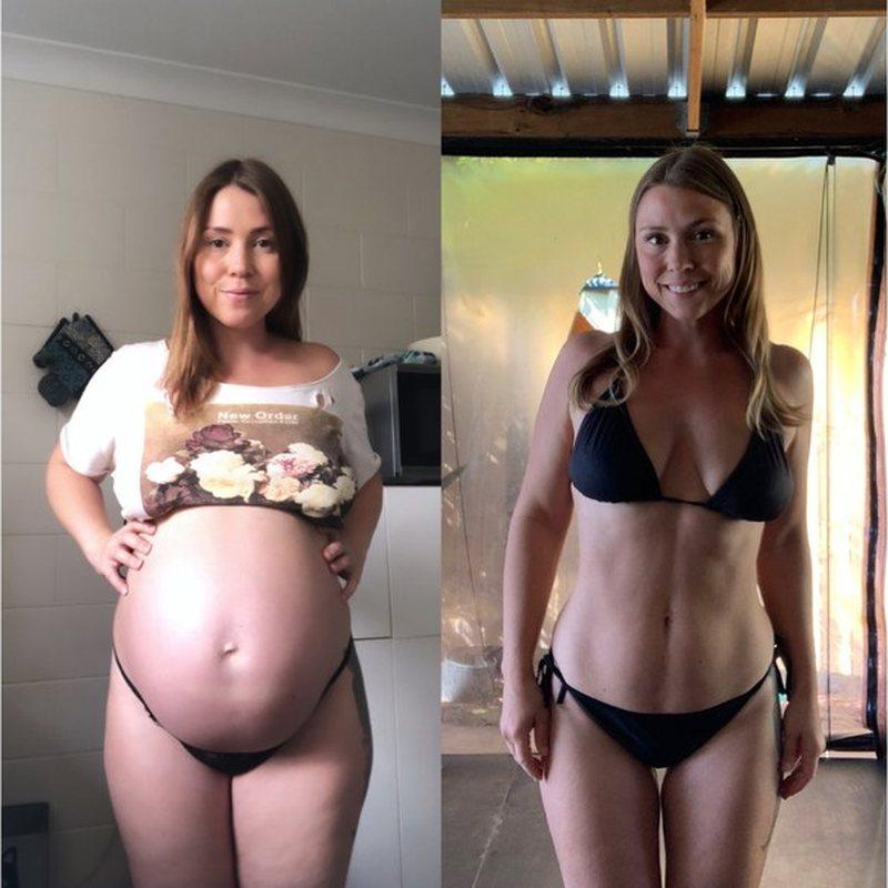 Izabelle postpartum transformation - front