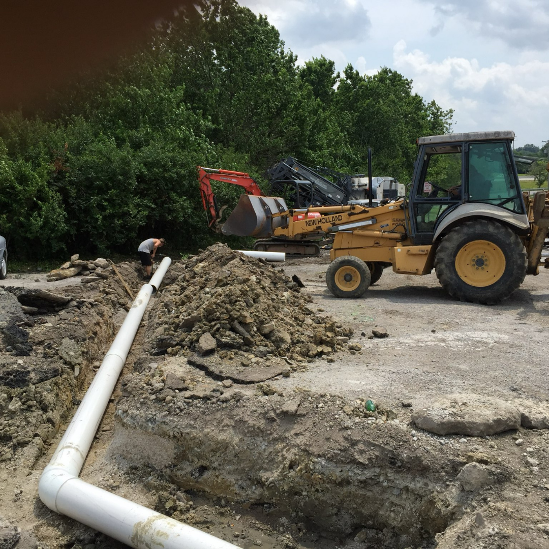 6-inch drain installation through a truck stop parking lot