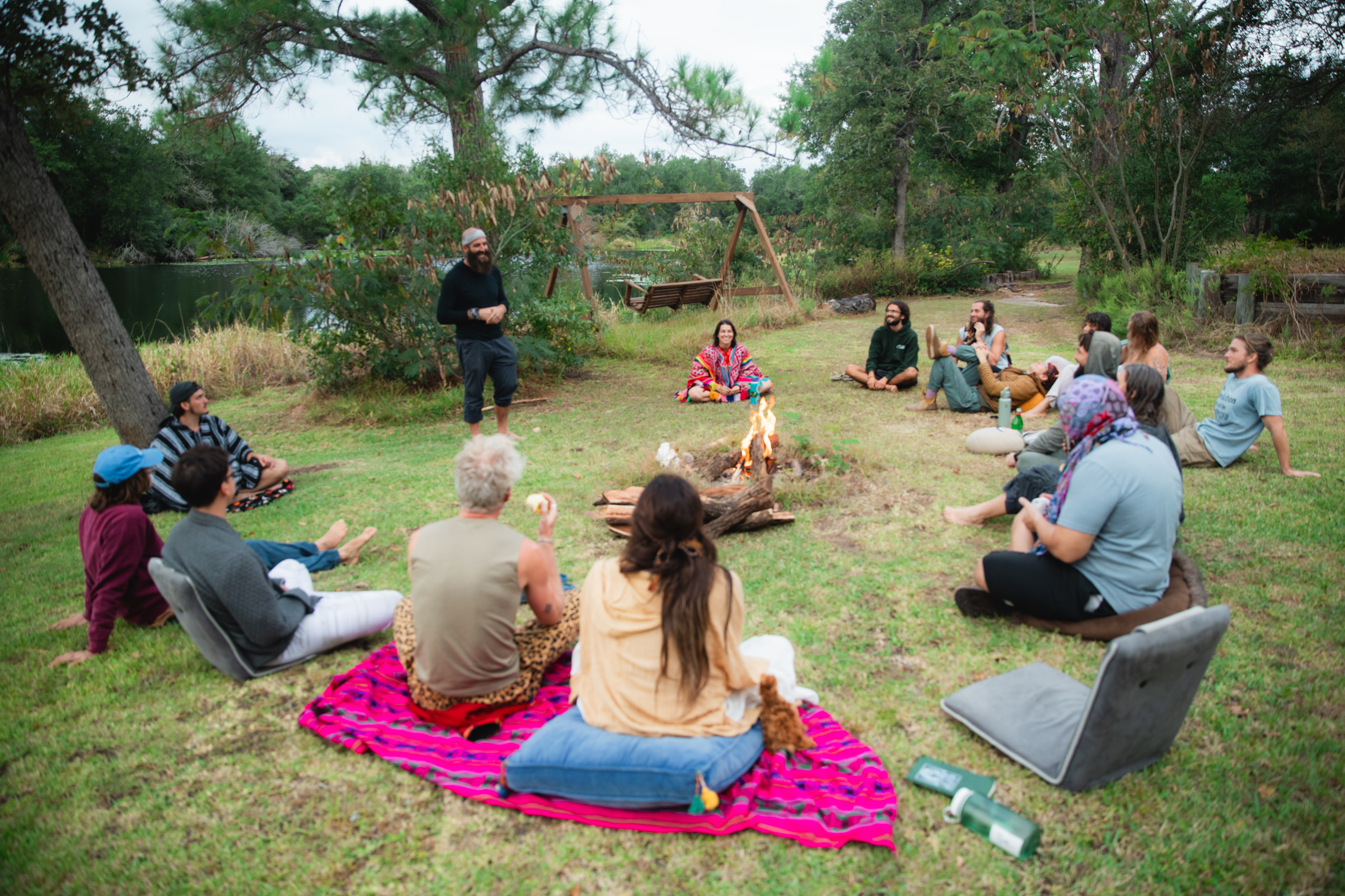 Fire circle ceremony at Haven