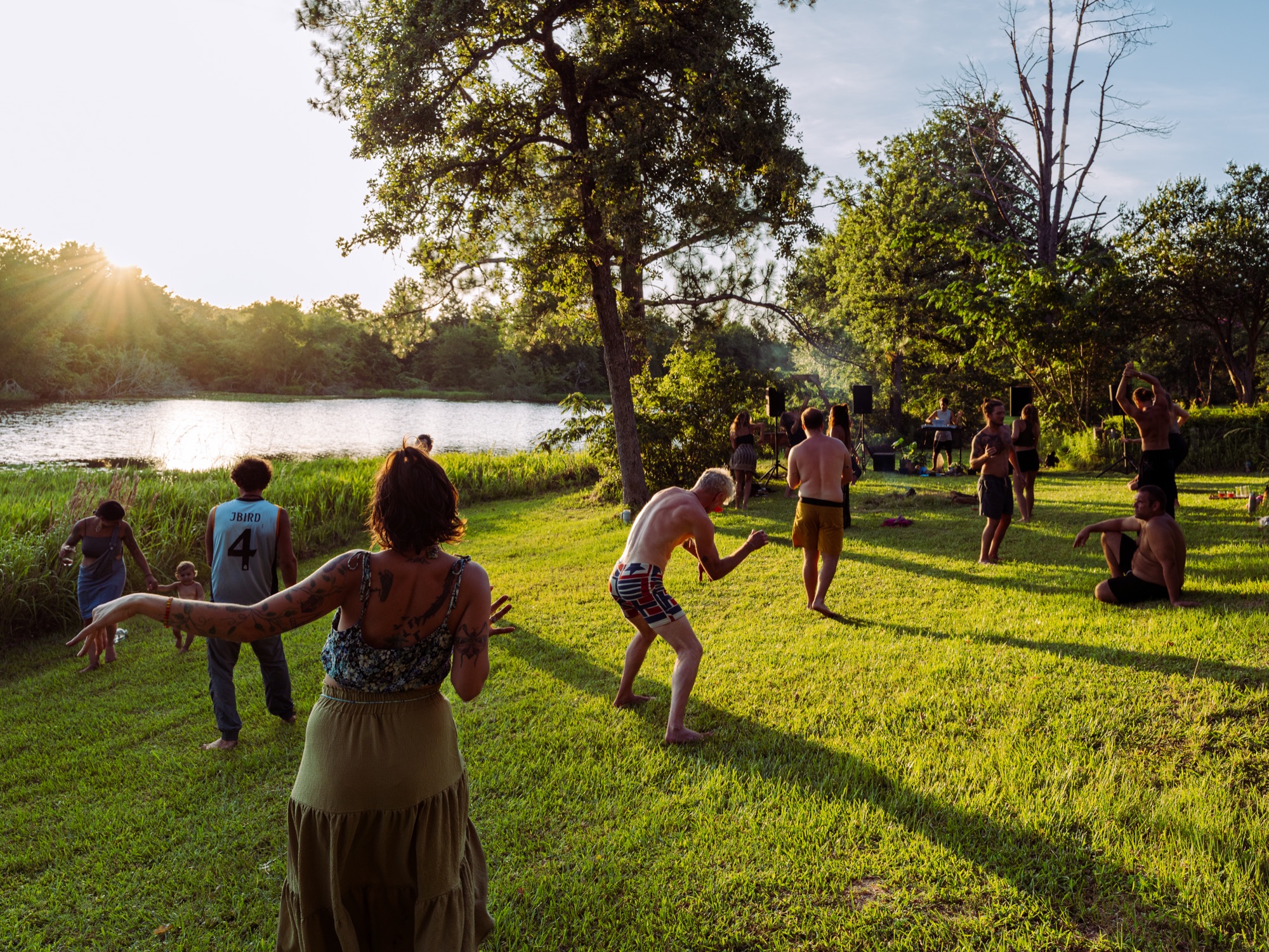 Community gathering at Haven — golden hour