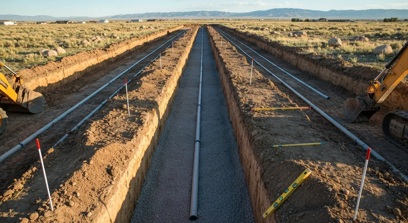 Septic system drain field installation