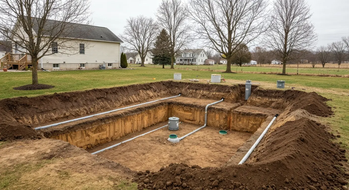 Septic system excavation work
