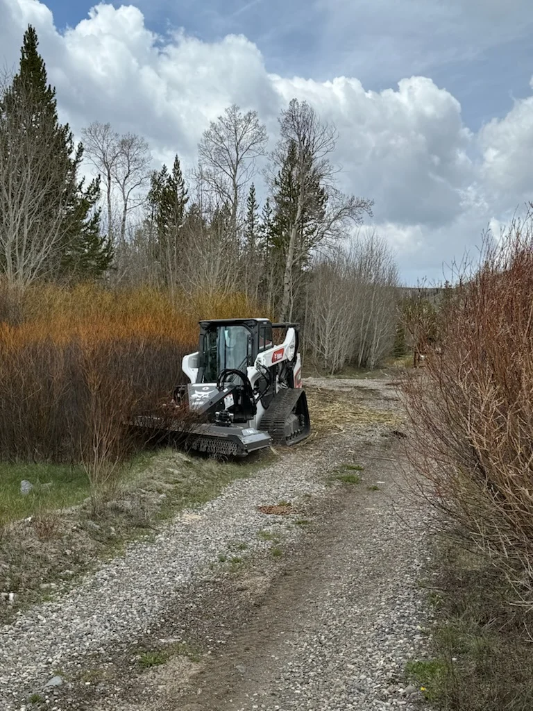Land clearing equipment removing brush and vegetation on a Wyoming property