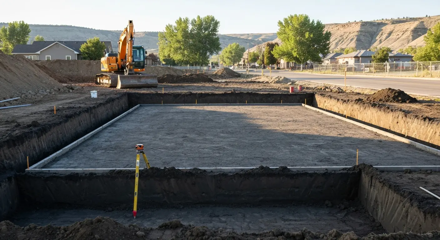 Foundation excavation and building pad preparation