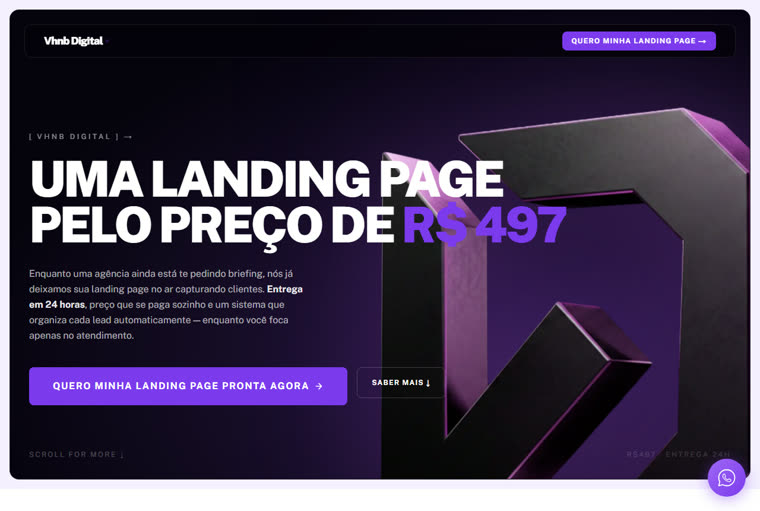 Landing page de preço