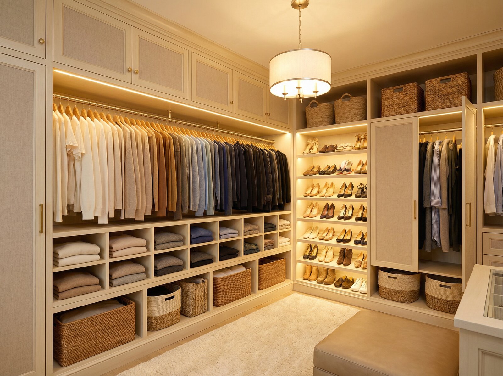 Perfectly organized walk-in closet