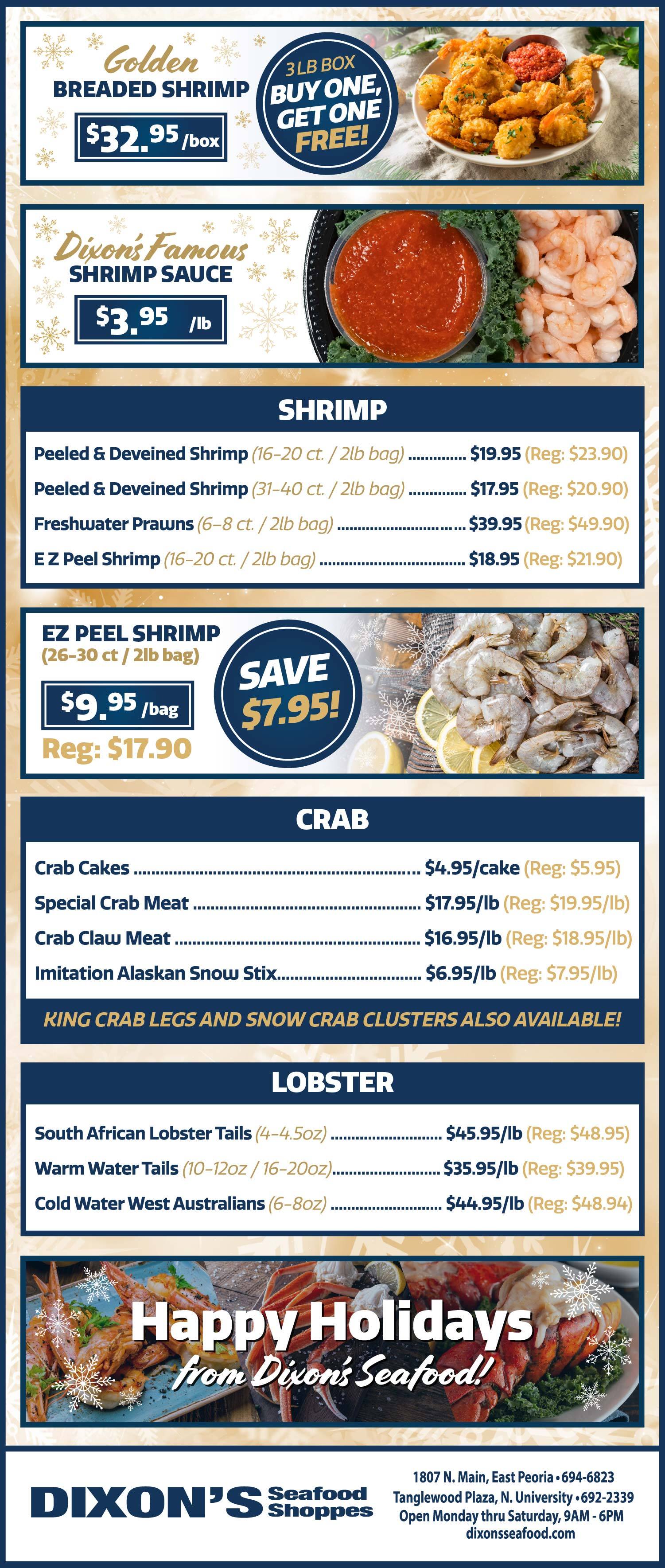 shrimp crab lobster sale