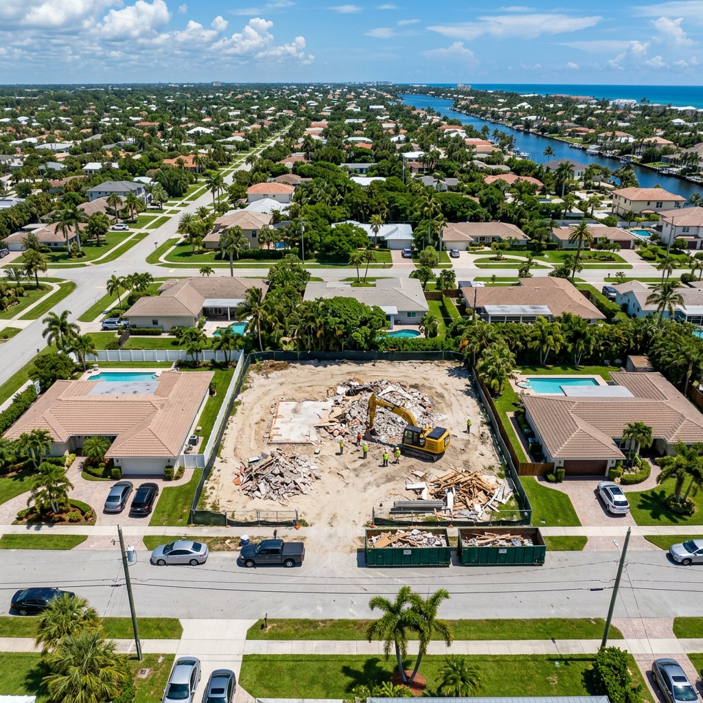 Demolition site aerial view Plantation FL