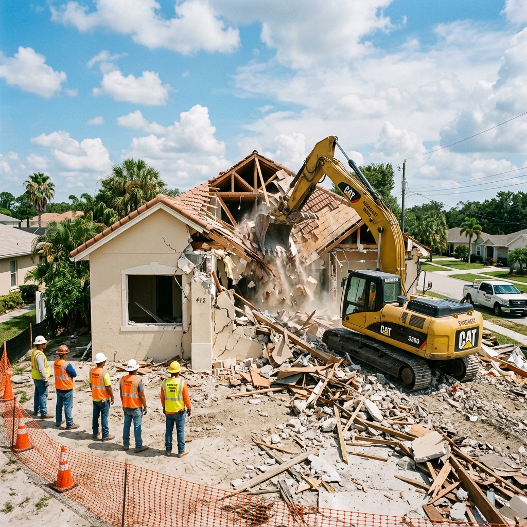 Residential demolition excavator Plantation FL