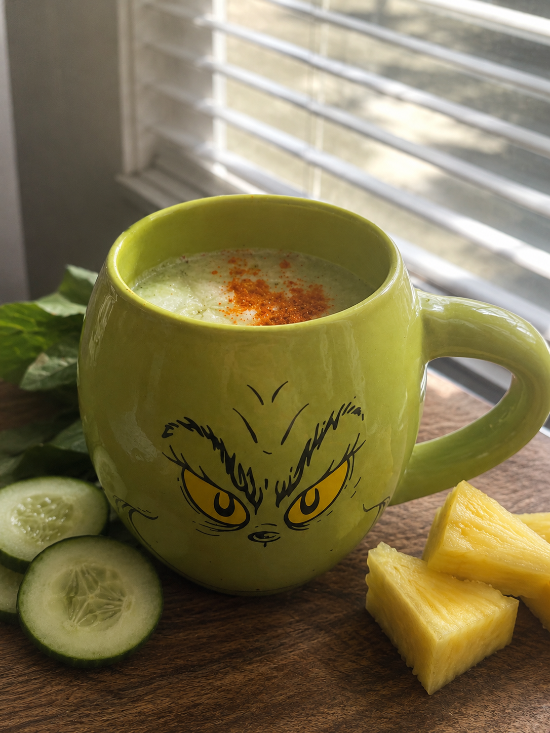 Fresh Pepino con Piña Agua Fresca made with cucumber, pineapple, and lime for a refreshing summer drink