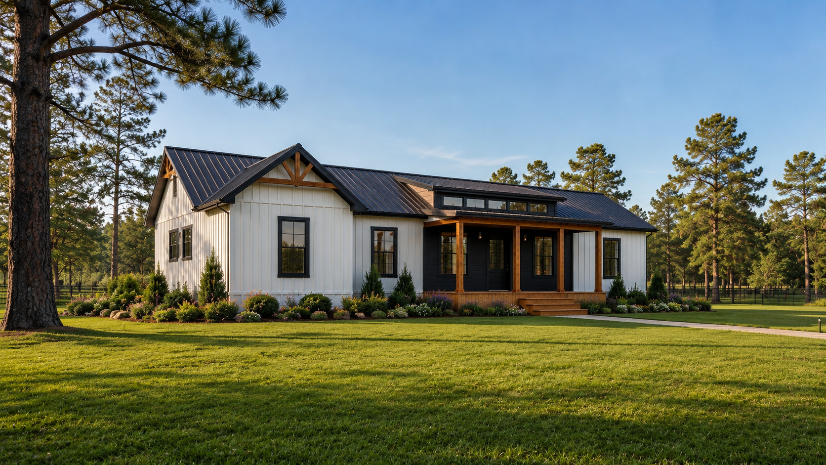 Completed Saddlebrooke home exterior with covered front porch