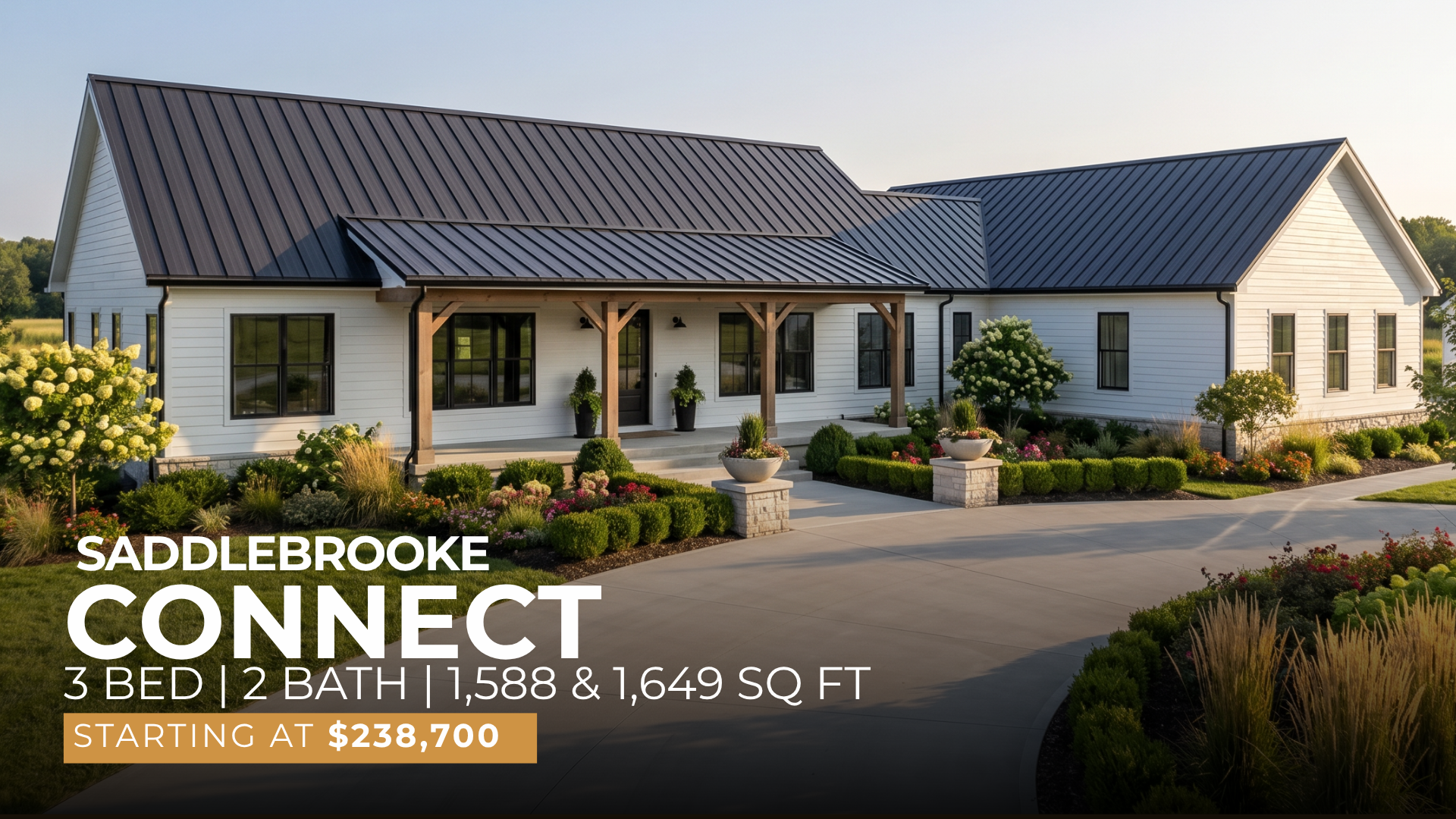 Saddlebrooke Connect modular home exterior — Saddlebrooke Homes, Texas.