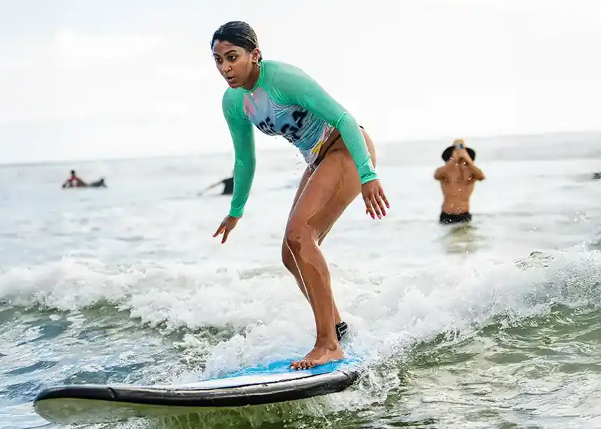 Surfing a wave at Playa Maderas, Nicaragua