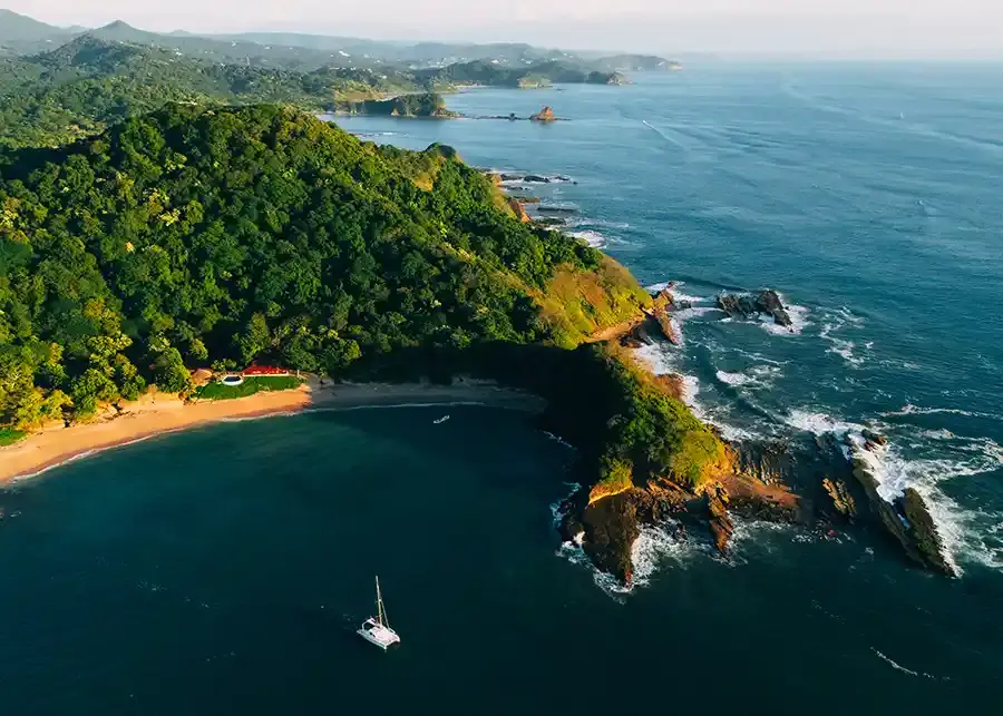 Aerial view of the Playa Maderas coastline