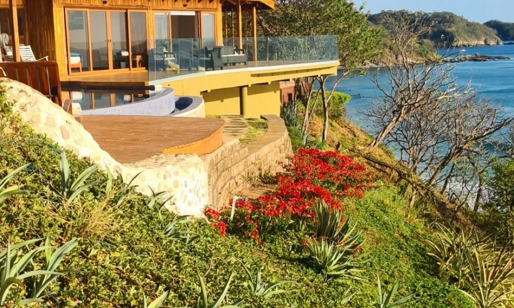 Private villa terrace above the Pacific