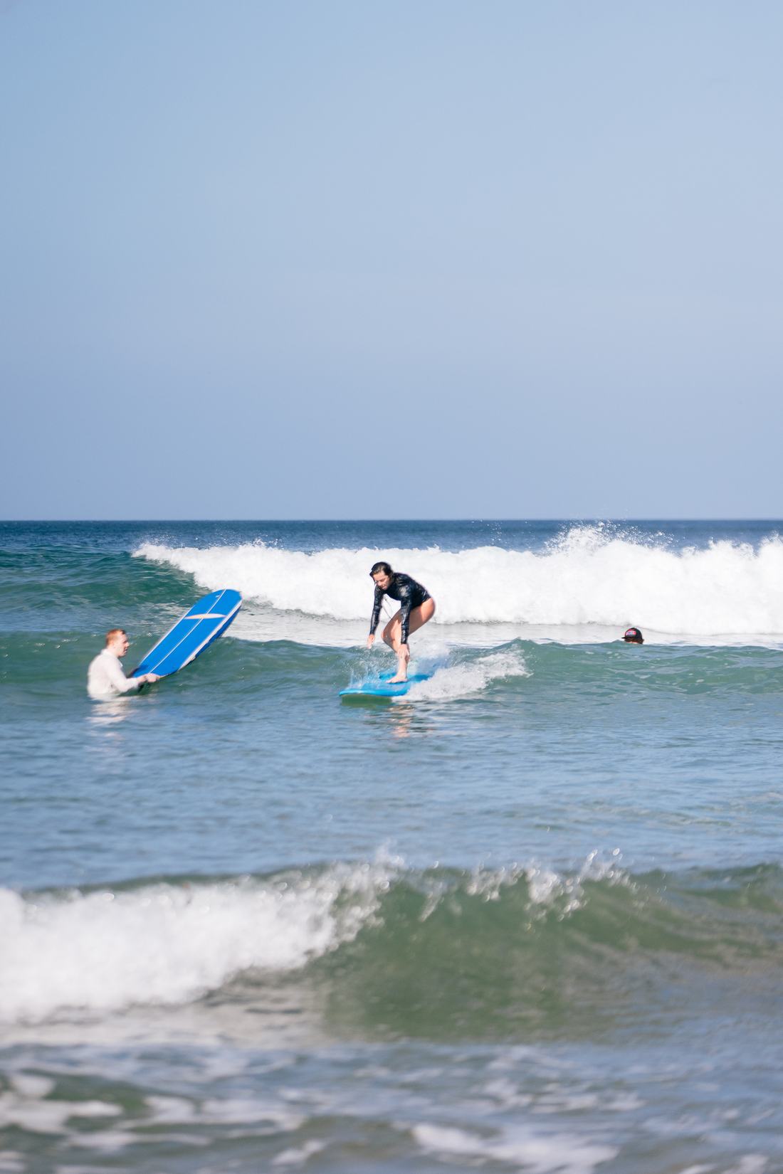 A surf lesson on a beach in Nicaragua