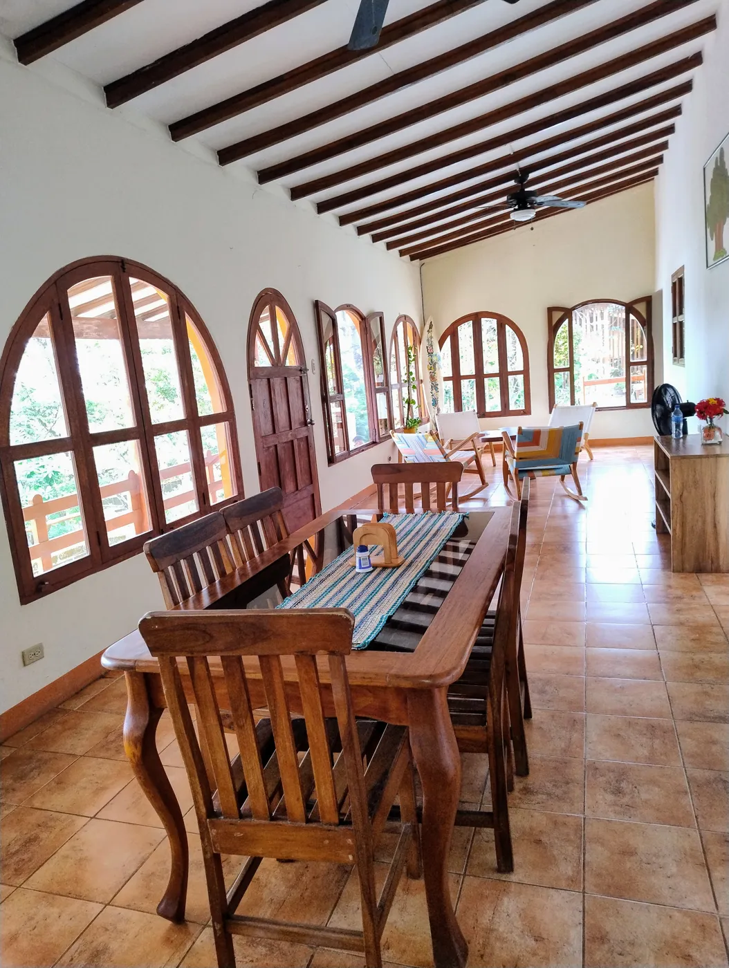 Dining room with arched windows, Villas Playa Maderas, Nicaragua