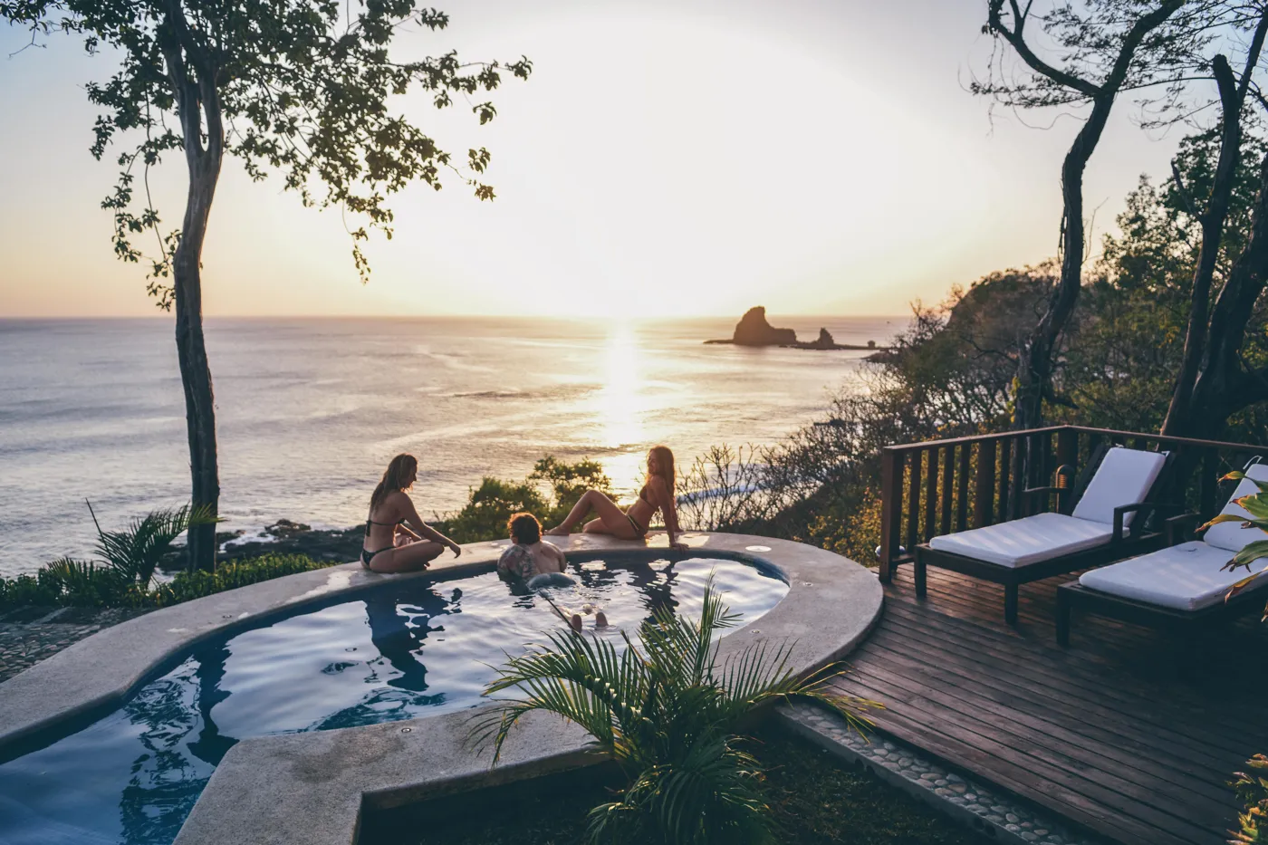 Plunge pool at sunset, Villas Playa Maderas, Nicaragua