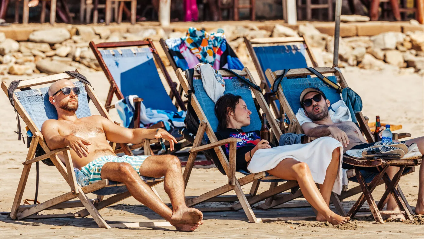 Beach chairs and cold coconuts
