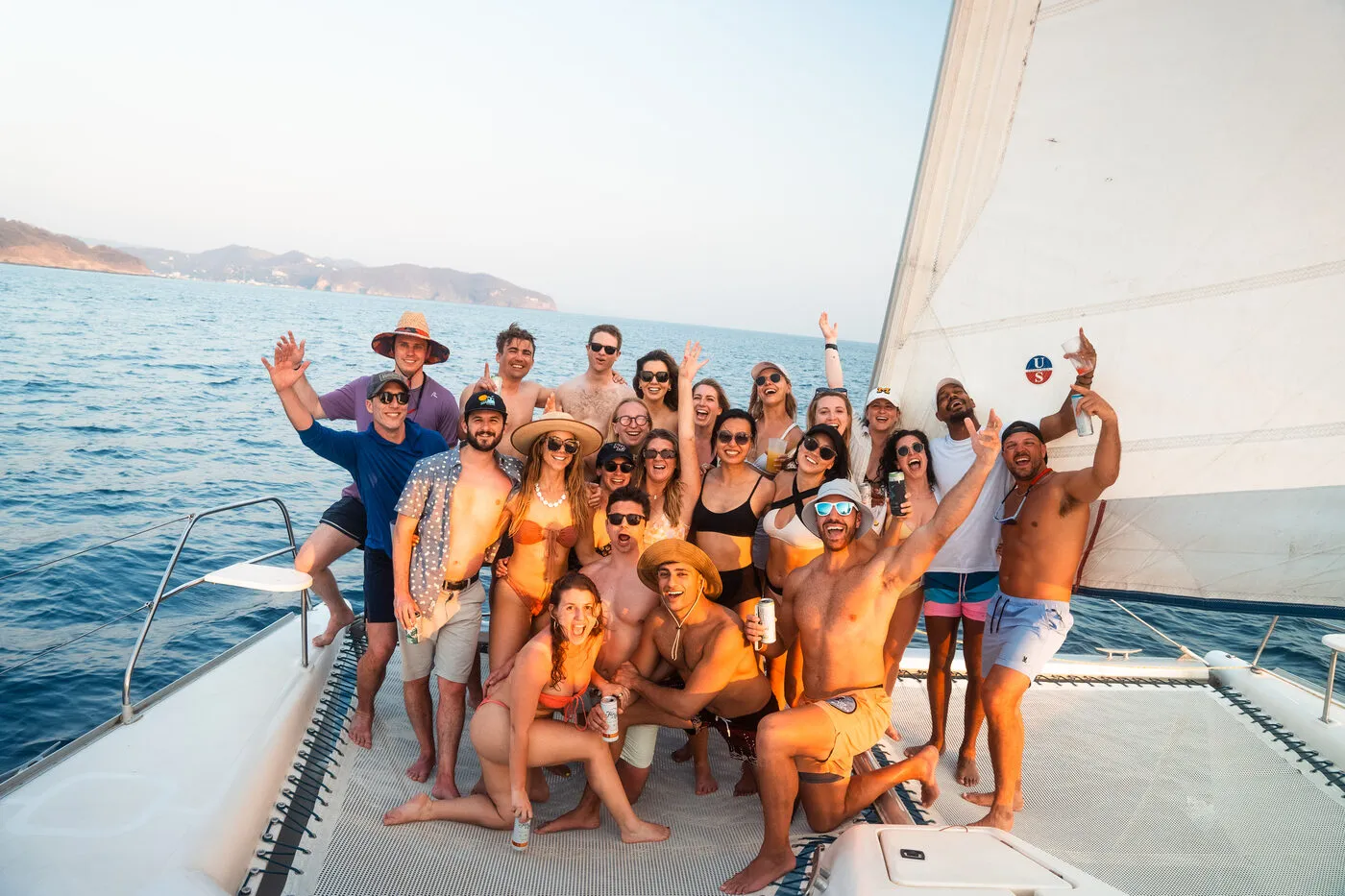 The whole crew on the boat
