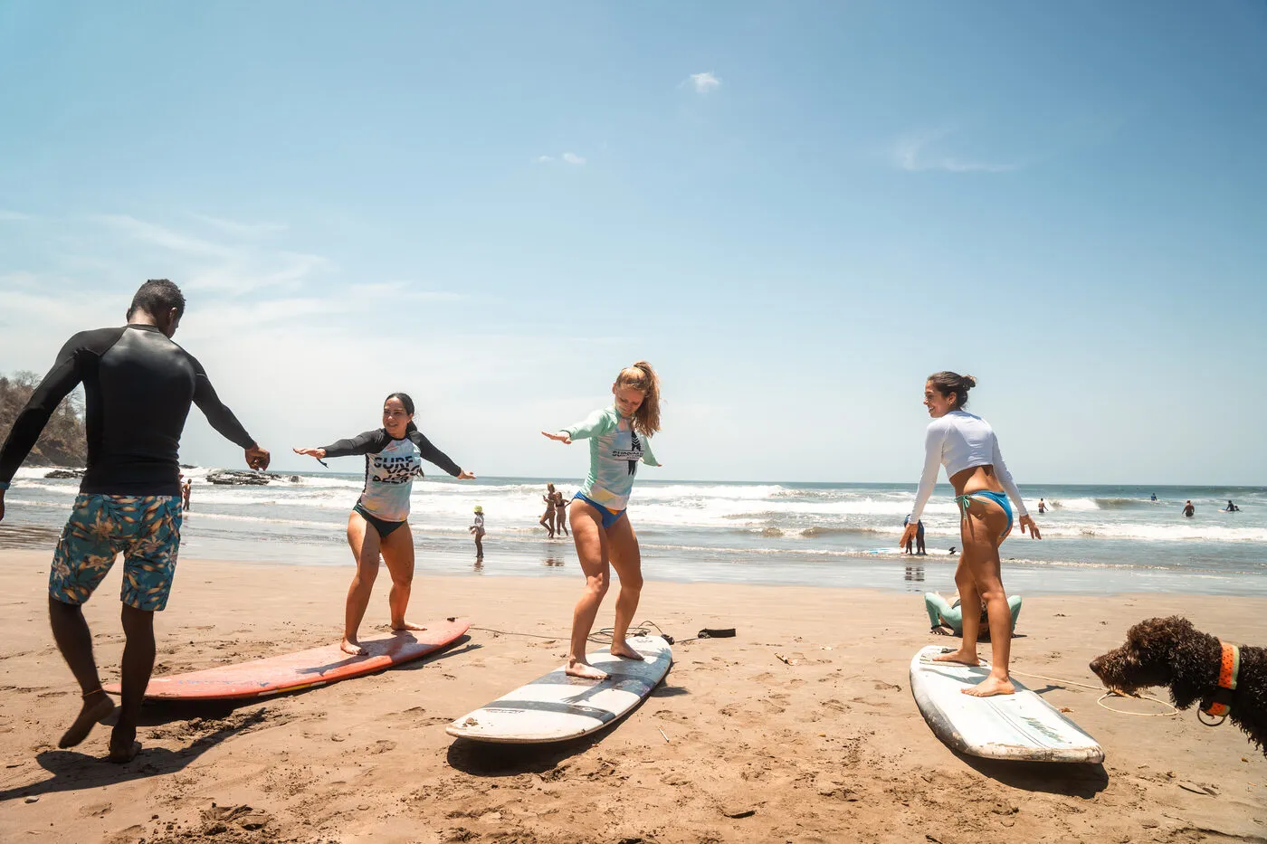 Surf lesson on the sand