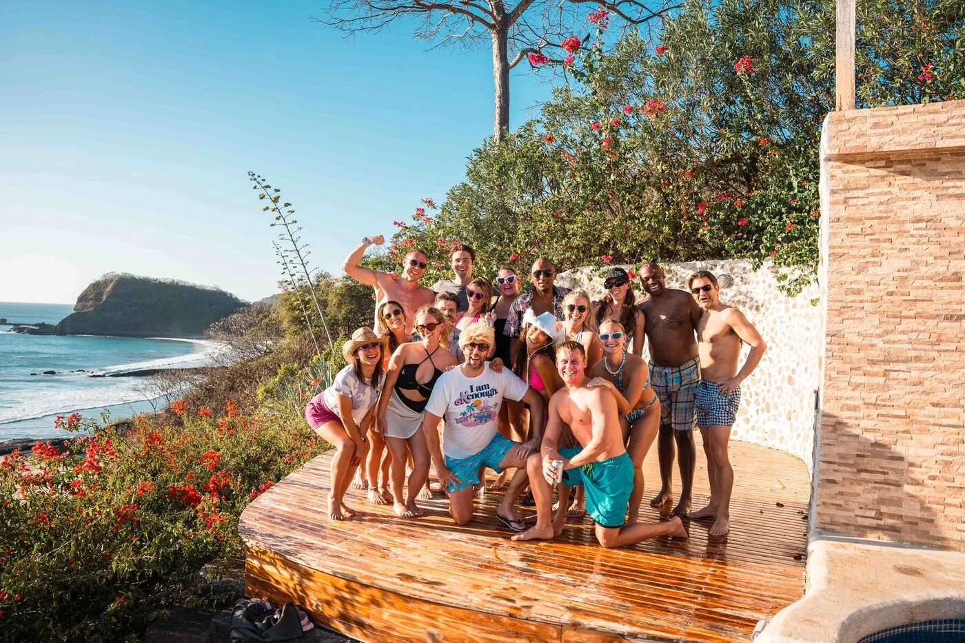 The crew on the cliff-edge terrace, Villas Playa Maderas, Nicaragua