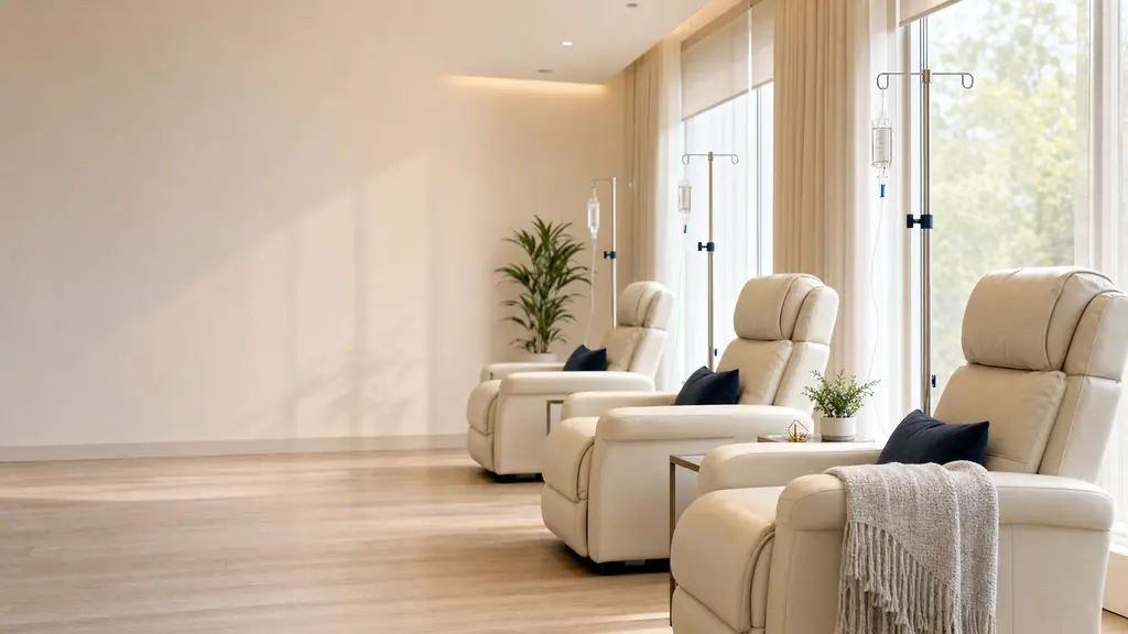Private infusion suite with reclining treatment chairs