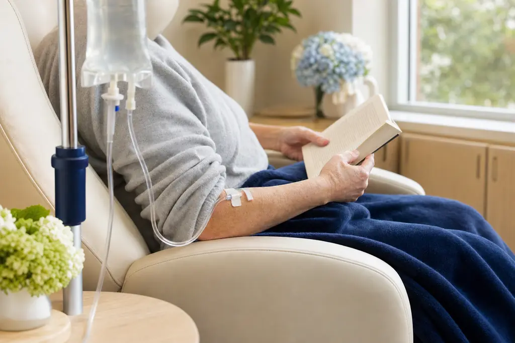 Patient relaxing during an infusion