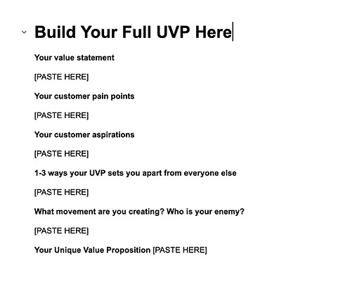 Build Your Unique Value Proposition Worksheet