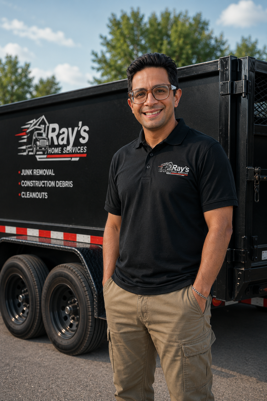 Owner Ray Rivera standing in front of a Ray's Home Services truck, serving Chula Vista
