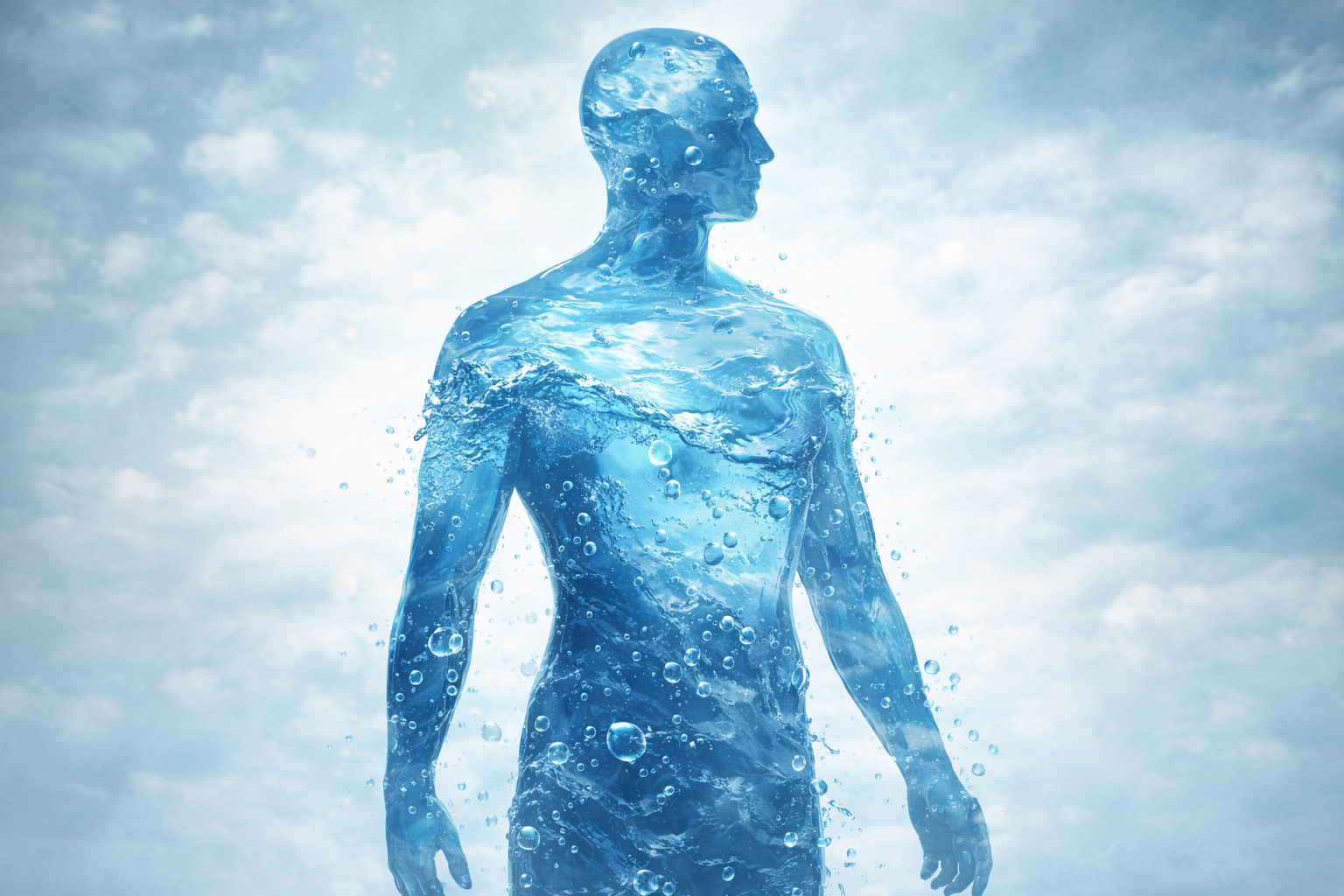 A glass of water representing the body's water content