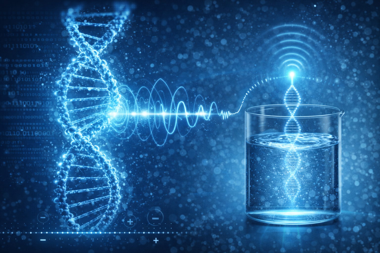 Electromagnetic transfer of DNA into water