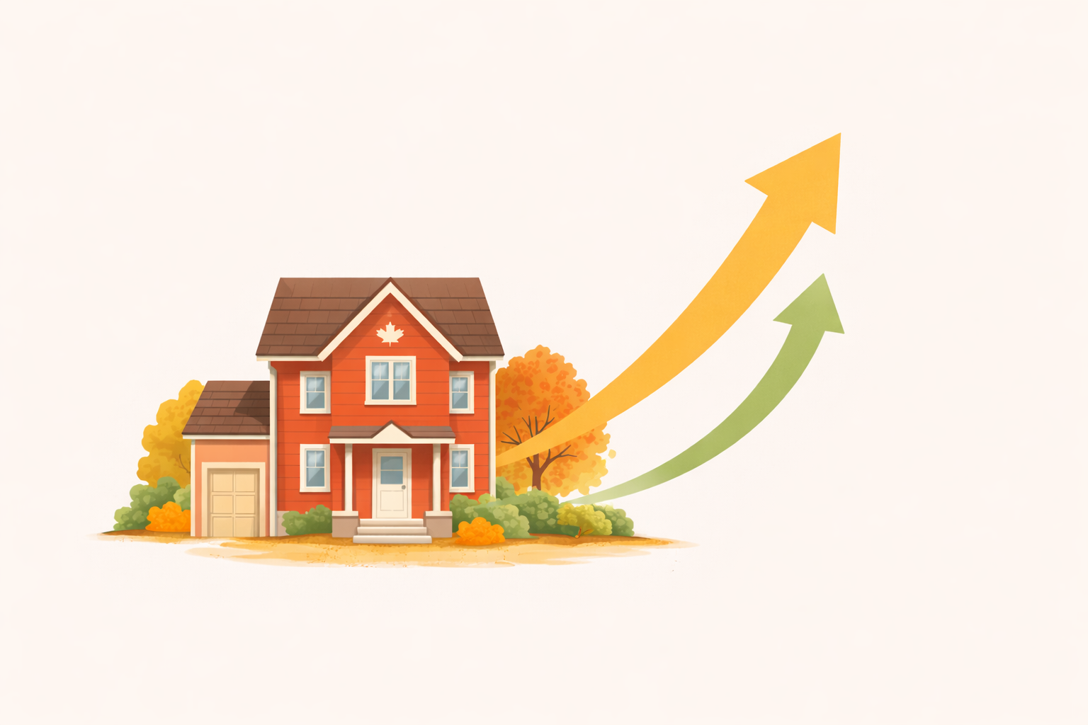 Illustration showing home value appreciation versus reverse mortgage balance growth — a key consideration when evaluating a Canadian reverse mortgage