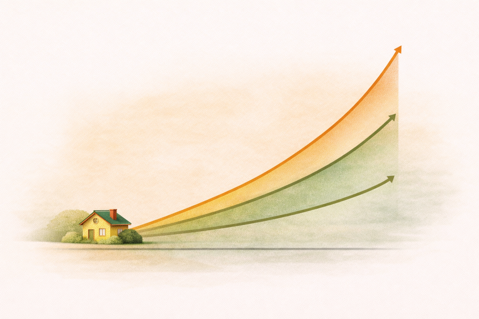 Illustration comparing balance growth curves for a reverse mortgage, HELOC, and credit card over 15 years — showing the advantage of semi-annual compounding versus daily compounding
