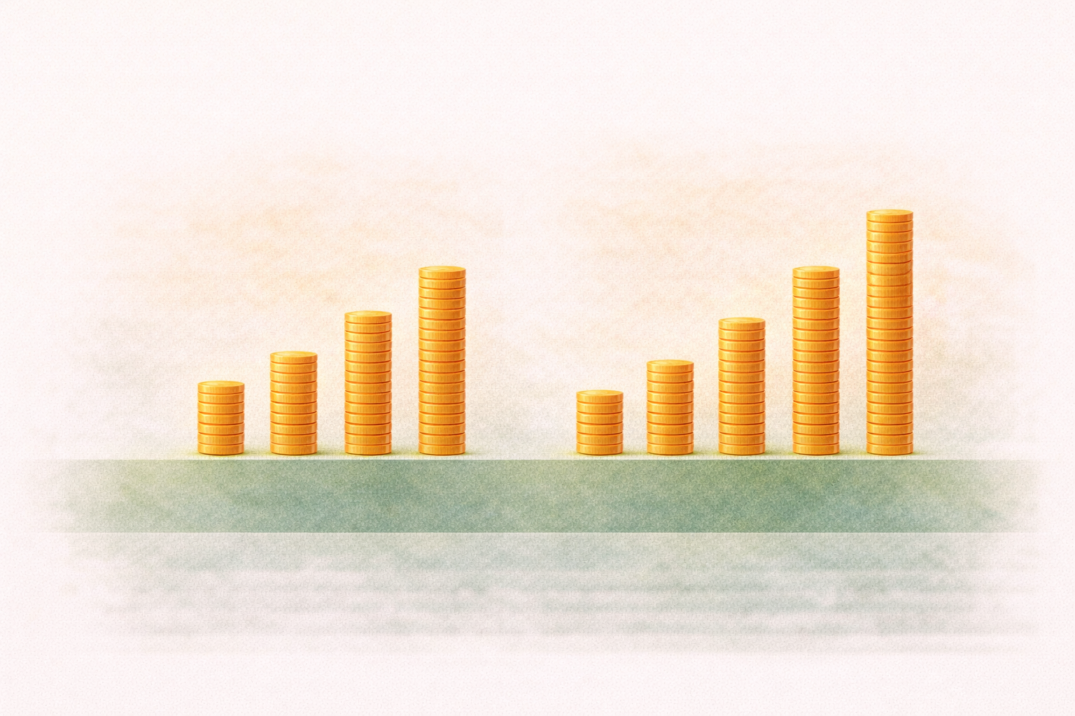 Illustration showing reverse mortgage balance projections at years 5, 10, 15, and 20 under two rate scenarios — demonstrating how rate differences compound over time