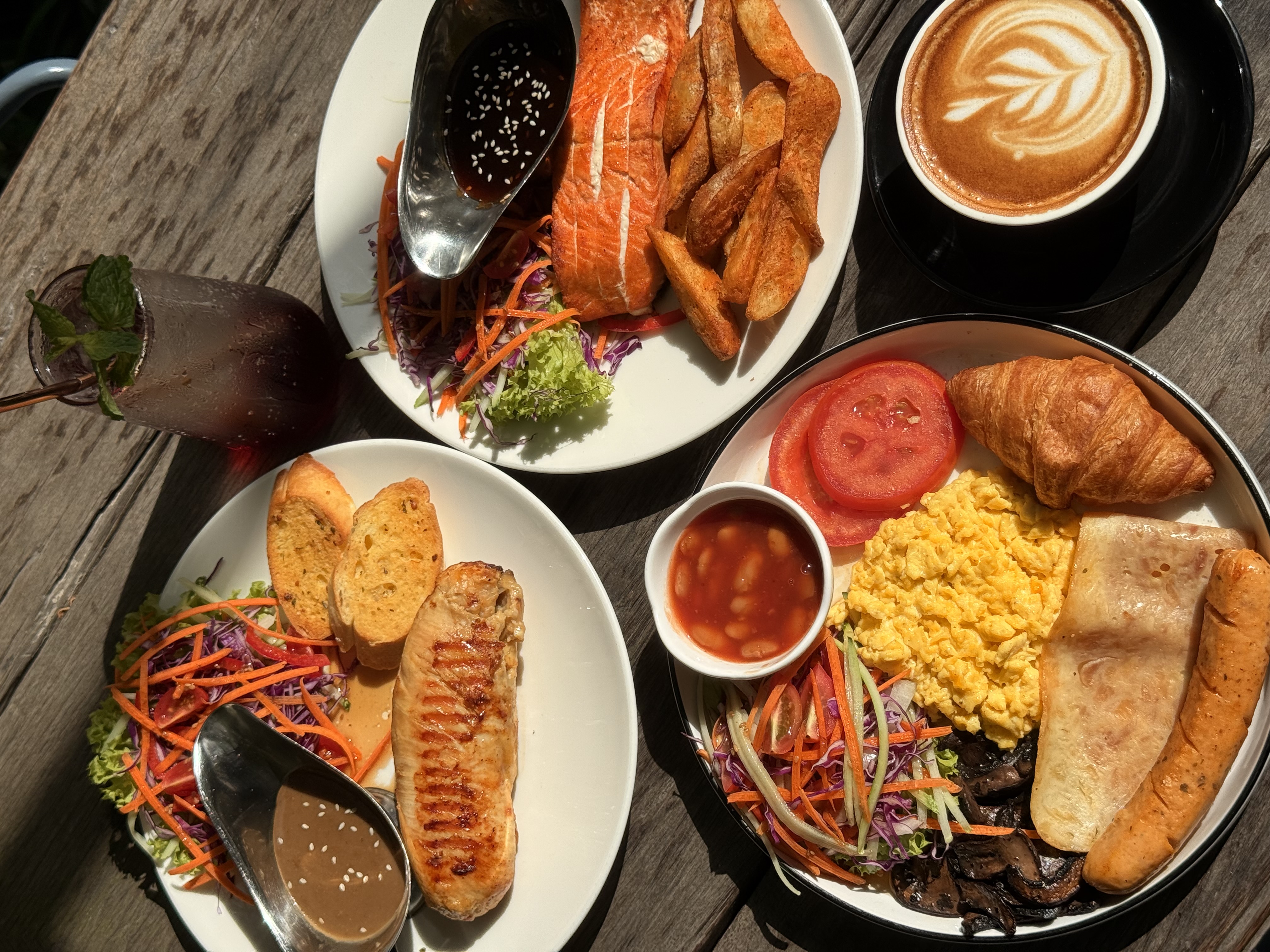 Atas hearty Western favorites roasted chicken, sausages and potatoes