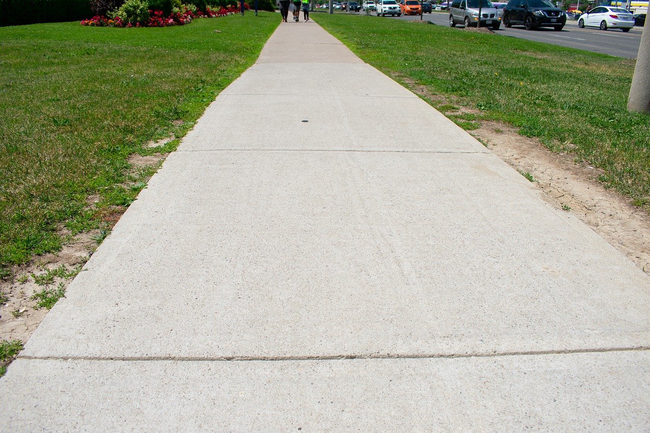Newly constructed concrete sidewalks