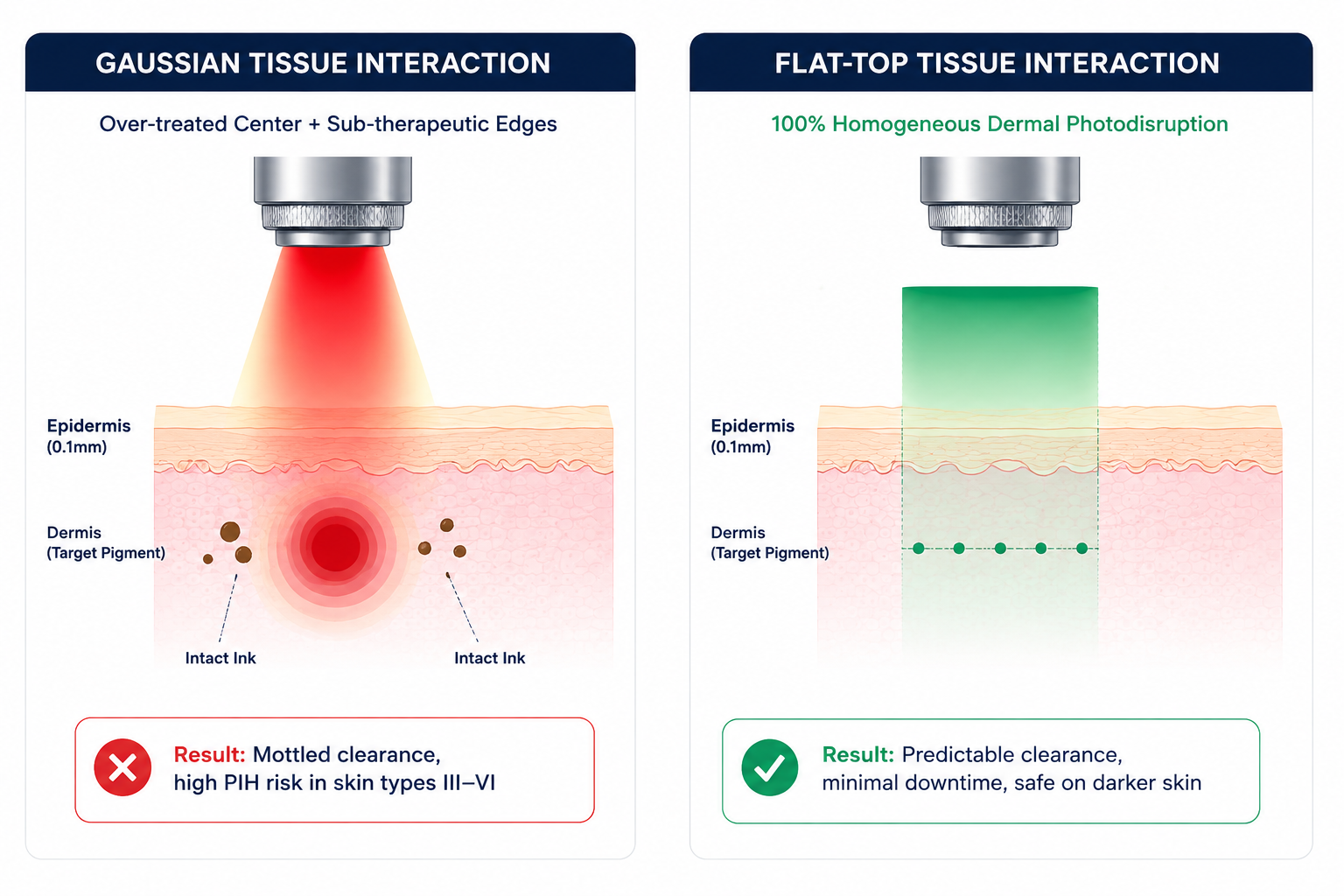 Beam Profile Tissue Interaction Comparison