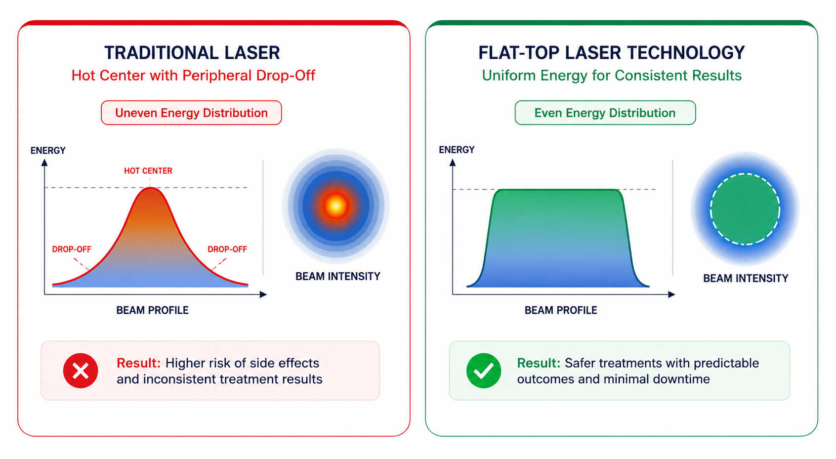 Gaussian vs Flat-Top Beam Profile Diagram