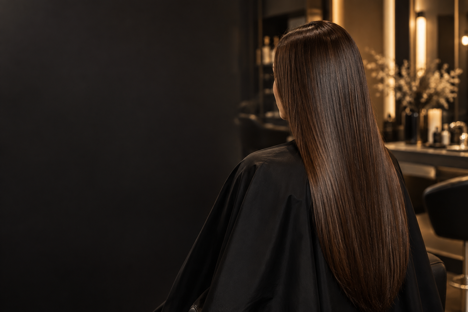 Long straight brunette hair — decorative salon image